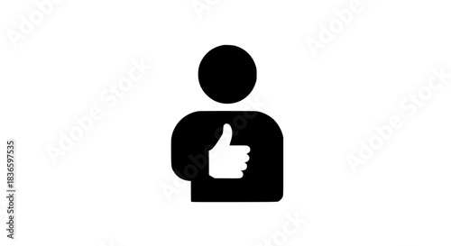 Person showing approval gesture black white icon 
