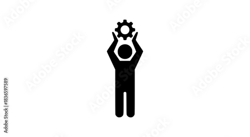 Man with gear overhead 