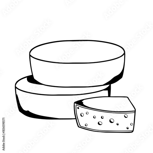 stacked cheese wheels hand-drawn vector illustration