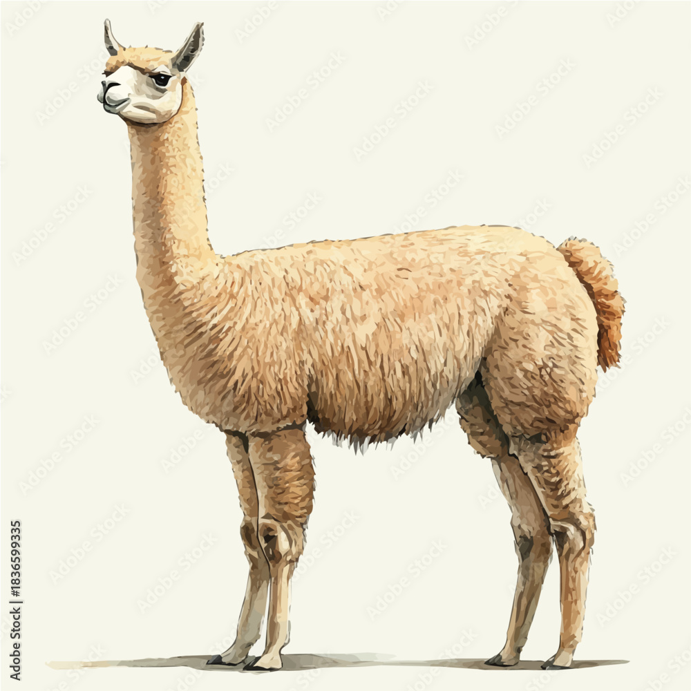 Obraz premium watercolor painting of Alpaca, isolated on a white background.