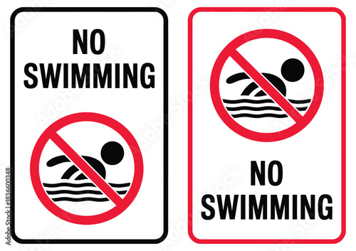 No Swimming This Area Print-Ready Sign, Vector Design, Safety and Warning Poster Template, Beach and Pool Prohibition, Public and Workplace Safety Awareness