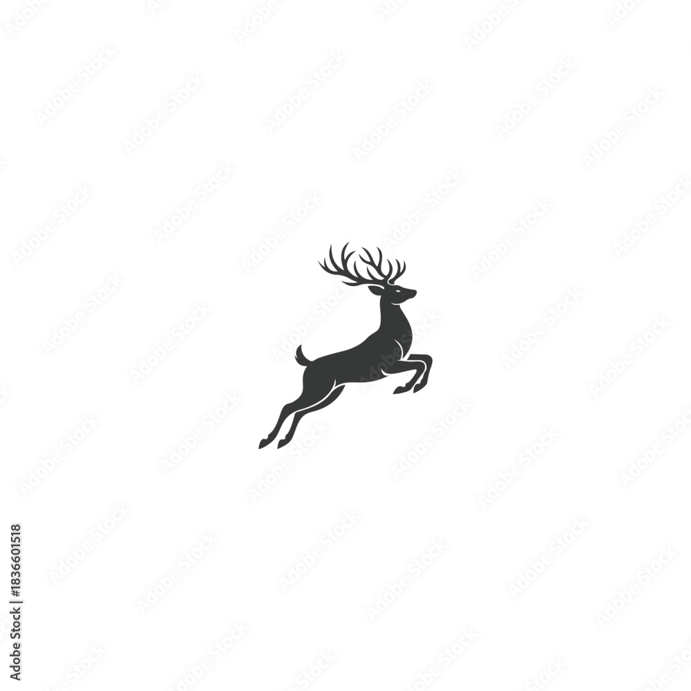 Obraz premium Jumping deer elk silhouette vector illustration of a wild stallion in a dynamic leaping pose
