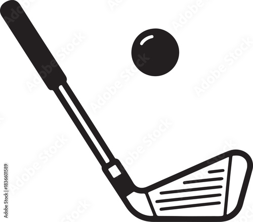 Classic black and white golf ball graphic on a clean background for sports and leisure designs