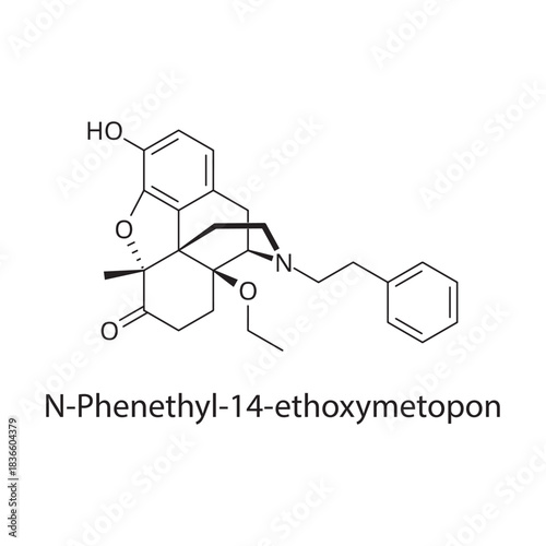 N-Phenethyl-14-Ethoxymetopon Molecular Structure Vector