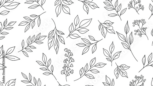 Repeating Pattern of Delicate Branches and Berries Keywords: pattern, repeating, branches