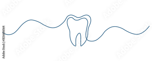 Minimalist tooth line art for dental care branding and modern medical designs offering a fresh, clean aesthetic for healthcare professionals online