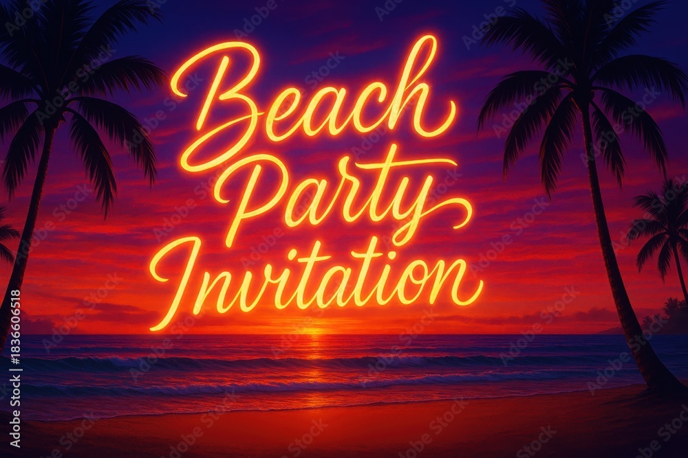 Obraz premium Beach party sunset invitation
