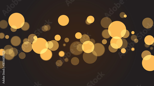 Abstract golden light circles create a dreamy, bokeh effect on a dark background art