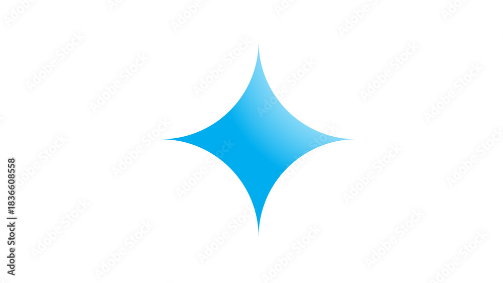 Fototapeta premium A crisp, symmetrical light blue starburst glows on a stark black backdrop, digital design.