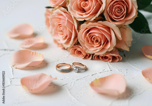 wedding rings and roses