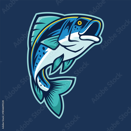 trout fish mascot logo vector design template modern style