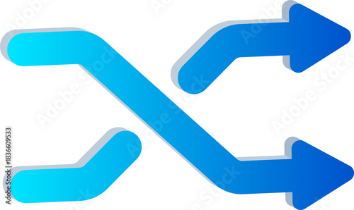 3D Shuffle Icon with Crossing Arrows