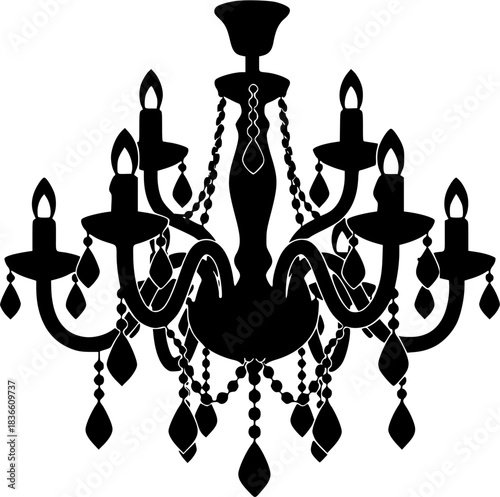 Chandelier silhouette, Crystal chandelier silhouette, Chandelier, Decoration light, Vintage chandelier, Candlestick silhouette, Vintage chandelier silhouette