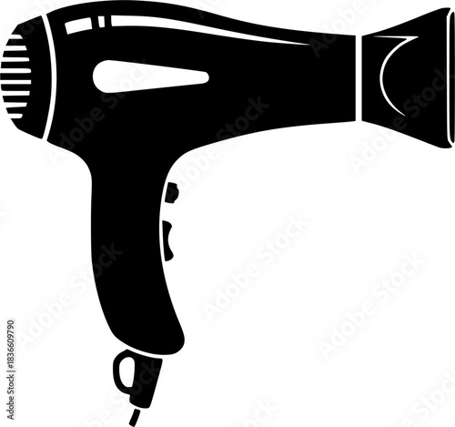 Hair dryer silhouette, Blow dryer silhouette, Blow dryer, Barber tools, Hair blower, Hair dryer, Hair dryer vector illustration