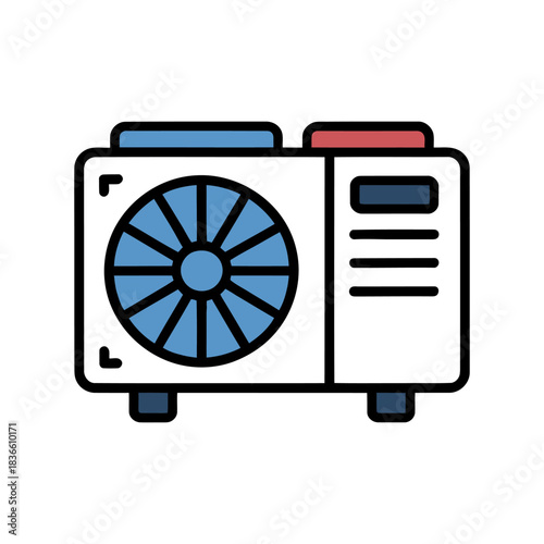 Air conditioning compressor icon on White Background Vector Art Illustration on white background.	