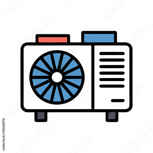 Air conditioning compressor icon on White Background Vector Art Illustration on white background.	