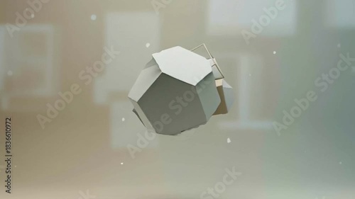Abstract geometric animation with floating cubes and polygonal shapes for artistic designs