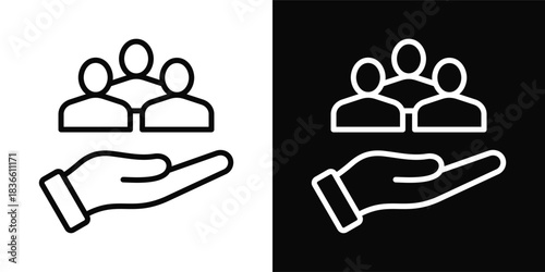 Human Resources  Icon Set White And Black Background Style
