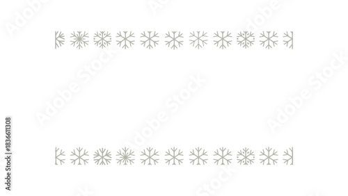 Elegant white snowflake border design element for winter holiday cards and festive christmas decorations with a clean background