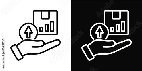 Sales Growth  Icon Set White And Black Background Style