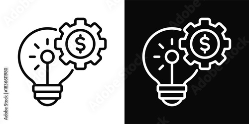 Business Inovation  Icon Set White And Black Background Style