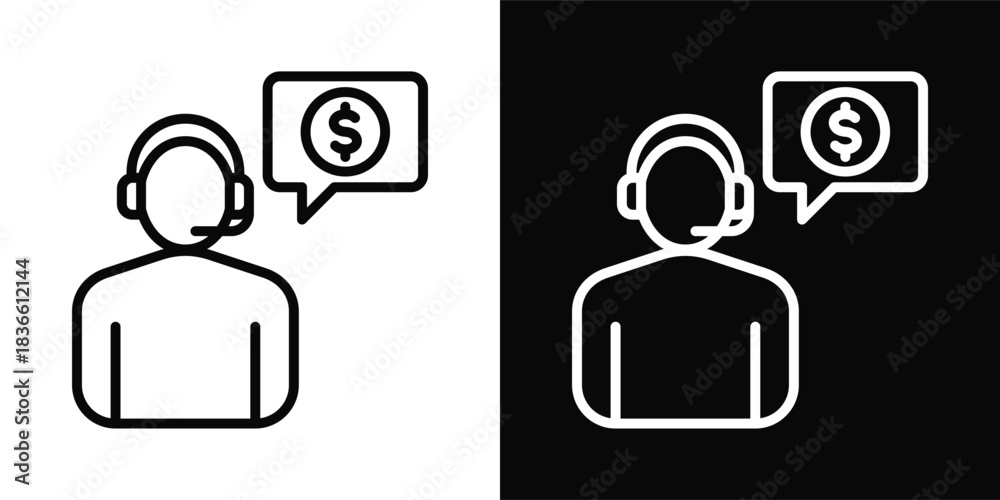 Fototapeta premium Customer Service Icon Set White And Black Background Style