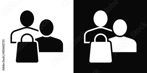 Customer  Icon Set White And Black Background Style