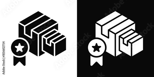 Product Quality  Icon Set White And Black Background Style