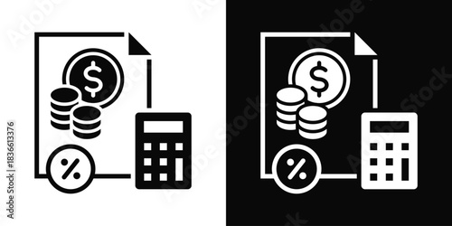 Budget  Icon Set White And Black Background Style