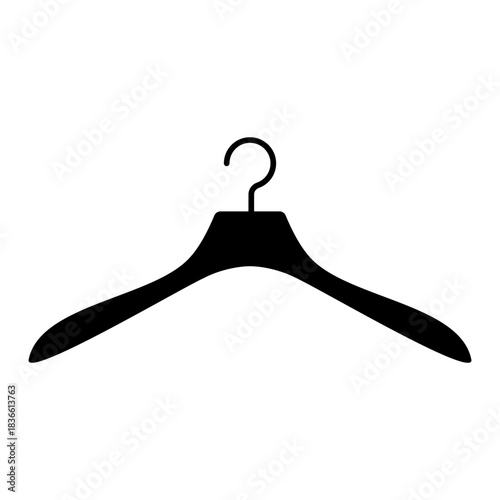 Clothes casual hanger silhouette. Single plastic and wood device for hanging and storing clothes for home and business sales with discounts