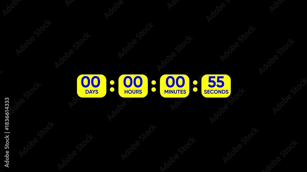One day countdown timer one minute animation from 60 to 0 seconds, 60 ...