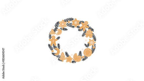 Whimsical hand drawn number zero decorated with small orange flowers and black leaves on a white background