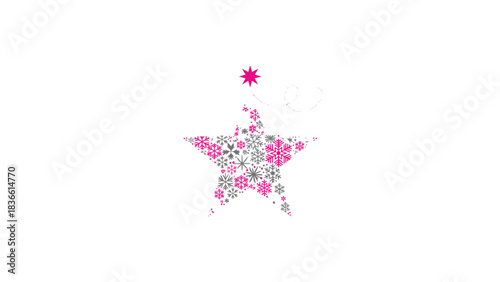 A vibrant pink and purple abstract starburst pattern with a subtle glow effect on a clean white background