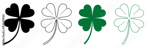 four leaf clover lucky icon set