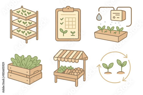 set of garden furniture icons