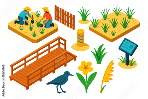 Man and a woman are working in a garden