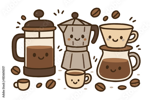 coffee cups and coffee beans