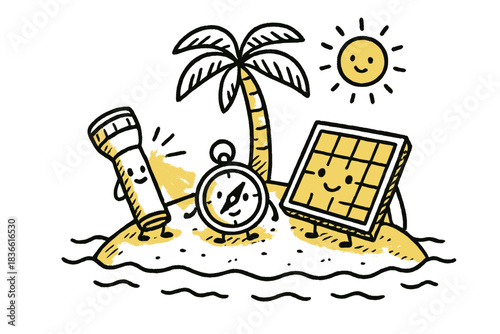 illustration of a tropical island with palms