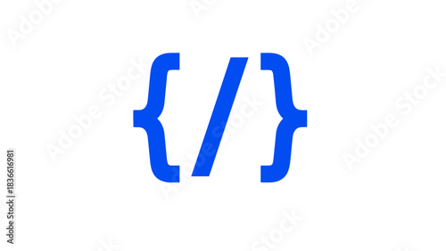 Blue code brackets programming development software coding technology application algorithm data structure design