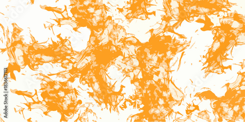Abstract orange ink splatter texture on white background. Artistic fluid pattern for modern design, creative decoration, digital artwork, and vibrant graphic compositions