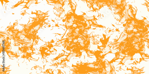 Abstract orange ink splatter texture on white background. Artistic fluid pattern for modern design, creative decoration, digital artwork, and vibrant graphic compositions
