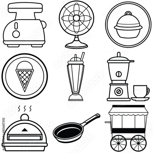 Retro bread maker kitchen appliance illustration