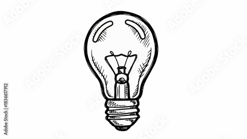 Black and White Line Art of a Light Bulb An Illustration Representing Ideas and Innovation
