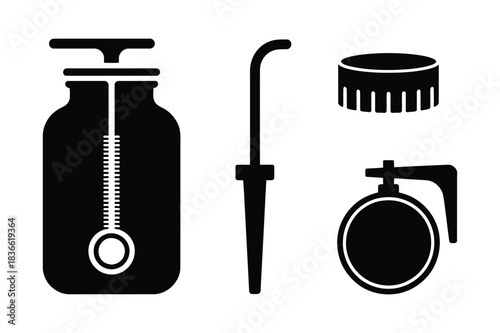 Vintage laboratory equipment silhouette illustration