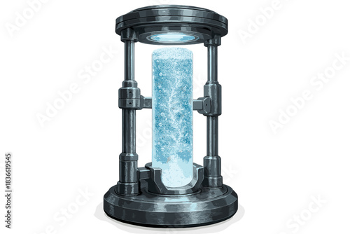 Blue object in a glass container