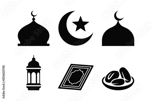 Islamic symbols and objects silhouette collection