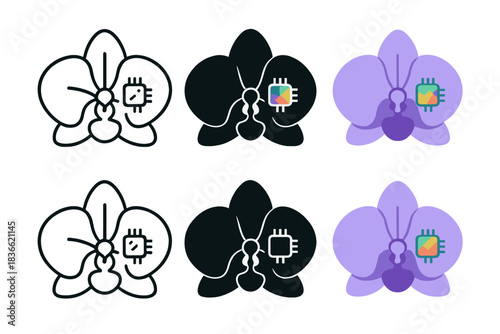 Holographic Orchid Petals. Orchid petals with tiny embedded holographic memory crystals, abstract minimal vector, first in line