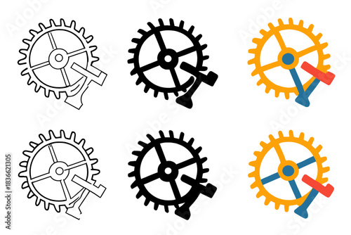 Mechanical Escapement Art. Close-up of mechanical escapement wheel with visible teeth and swinging pallets, abstract minimal