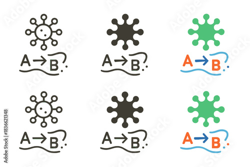 Viral Alphabet Filaments. Floating viral filaments carrying alphabetic symbols and syntax patterns, simple minimal vector icon,