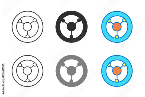 Abstract Molecular Harmony. Simplified molecular complex with outer ring, inner core, and transport channel, abstract geometric